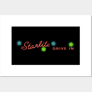 Retro Starlite Drive-In Movie Theater Vintage Durham, NC Posters and Art